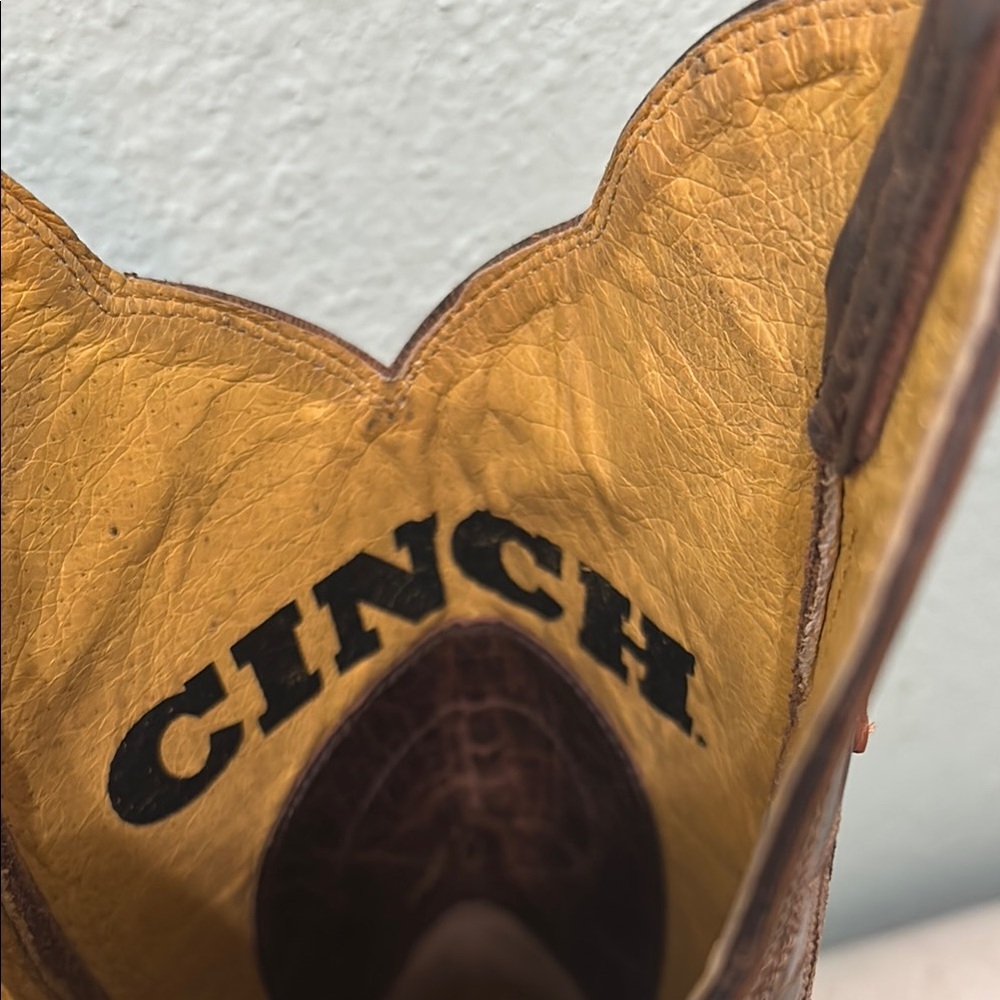Cinch Brown and Tan Western Boots exotic leather - Picture 8 of 9